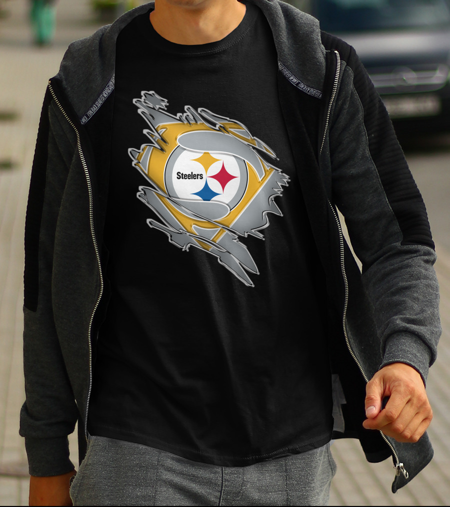 Steelers Logo Superhero Ripped T-Shirt