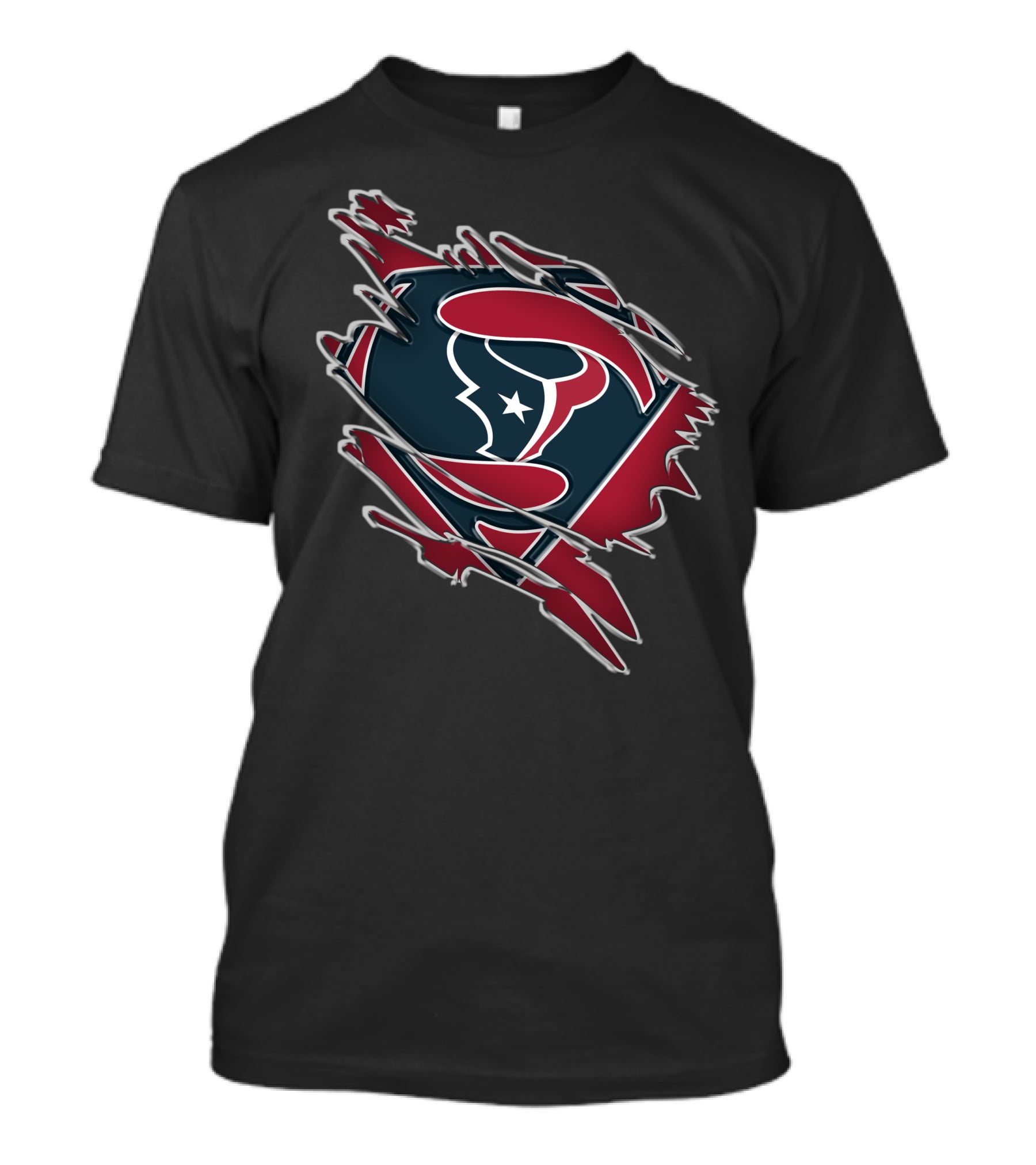 Texans Super Man Logo On Torn Background T-Shirt