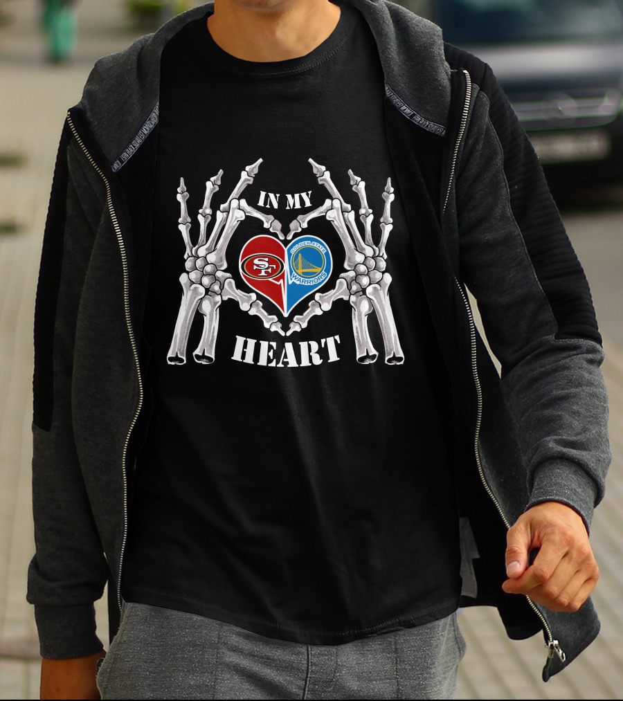 49ers Warriors In My Heart Halloween Skeleton Theme T-Shirt