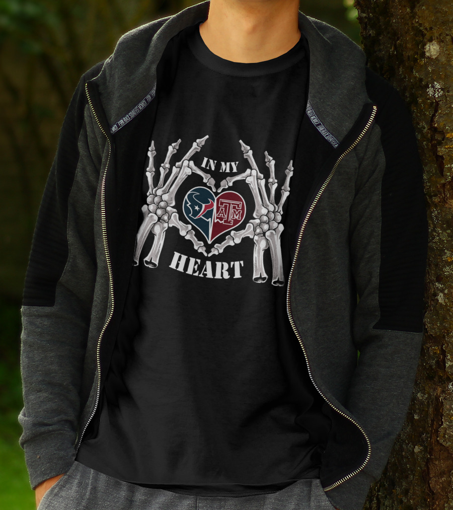 In My Heart Texans Aggies Skeleton Hands T-Shirt