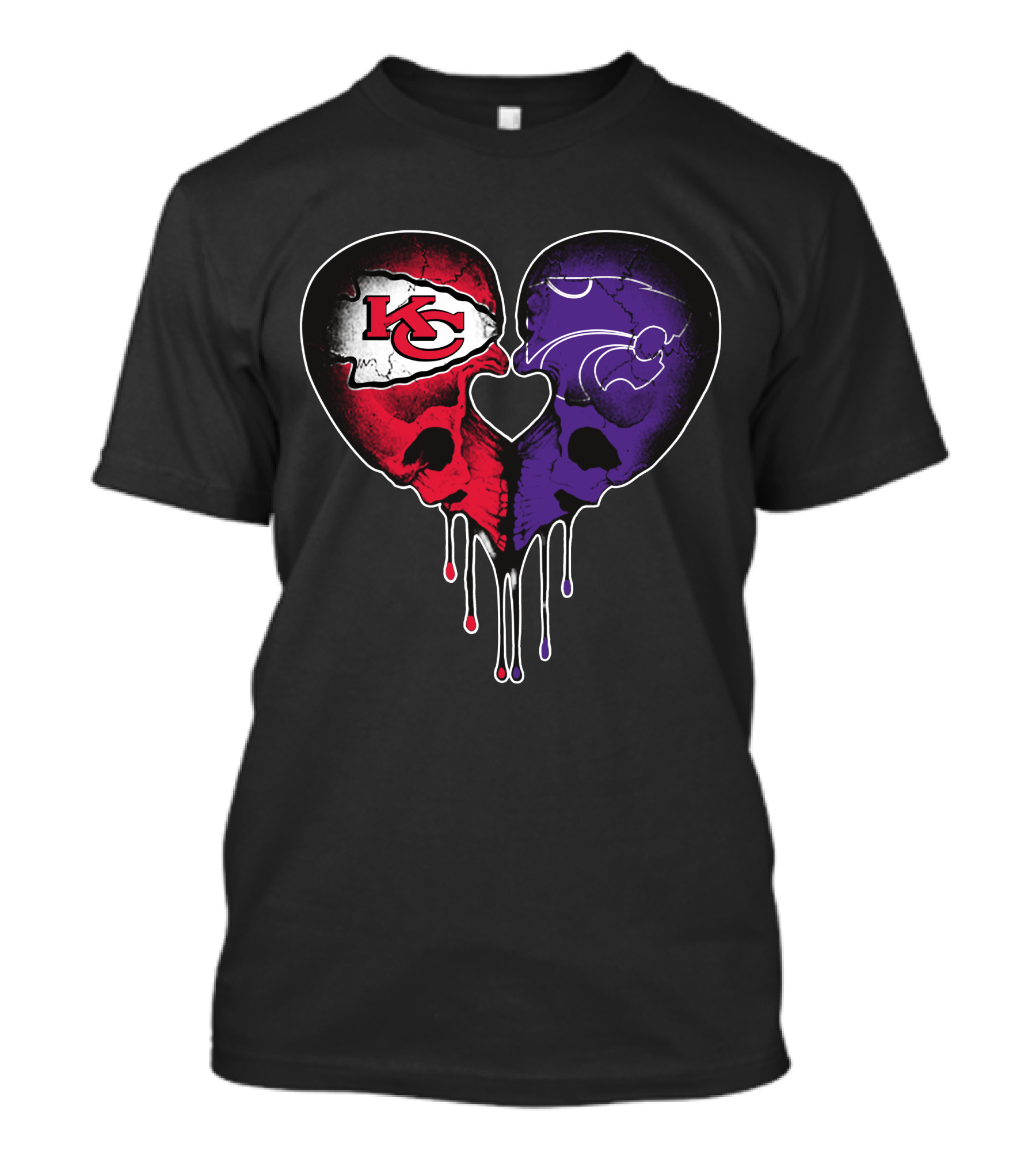 Chiefs Wildcats Heart Skulls T-Shirt