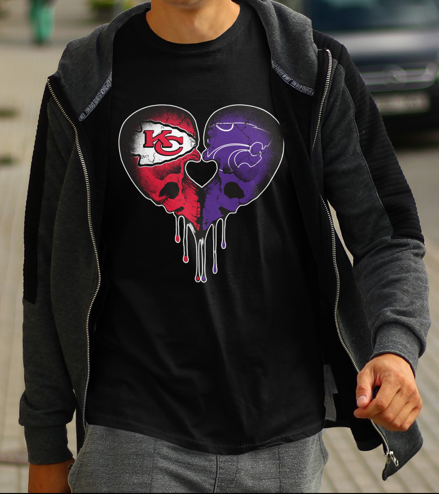 Chiefs Wildcats Heart Skulls T-Shirt