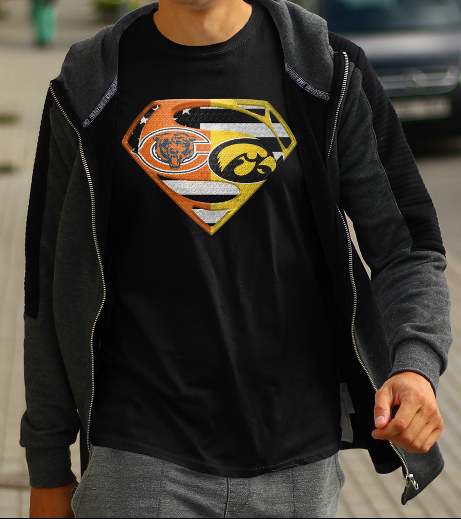 Chicago Bears Iowa Hawkeyes Superman Logo Spm T-Shirt