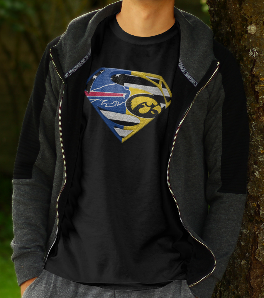 Buffalo Bills Iowa Hawkeyes Superman Logo Fusion T-Shirt