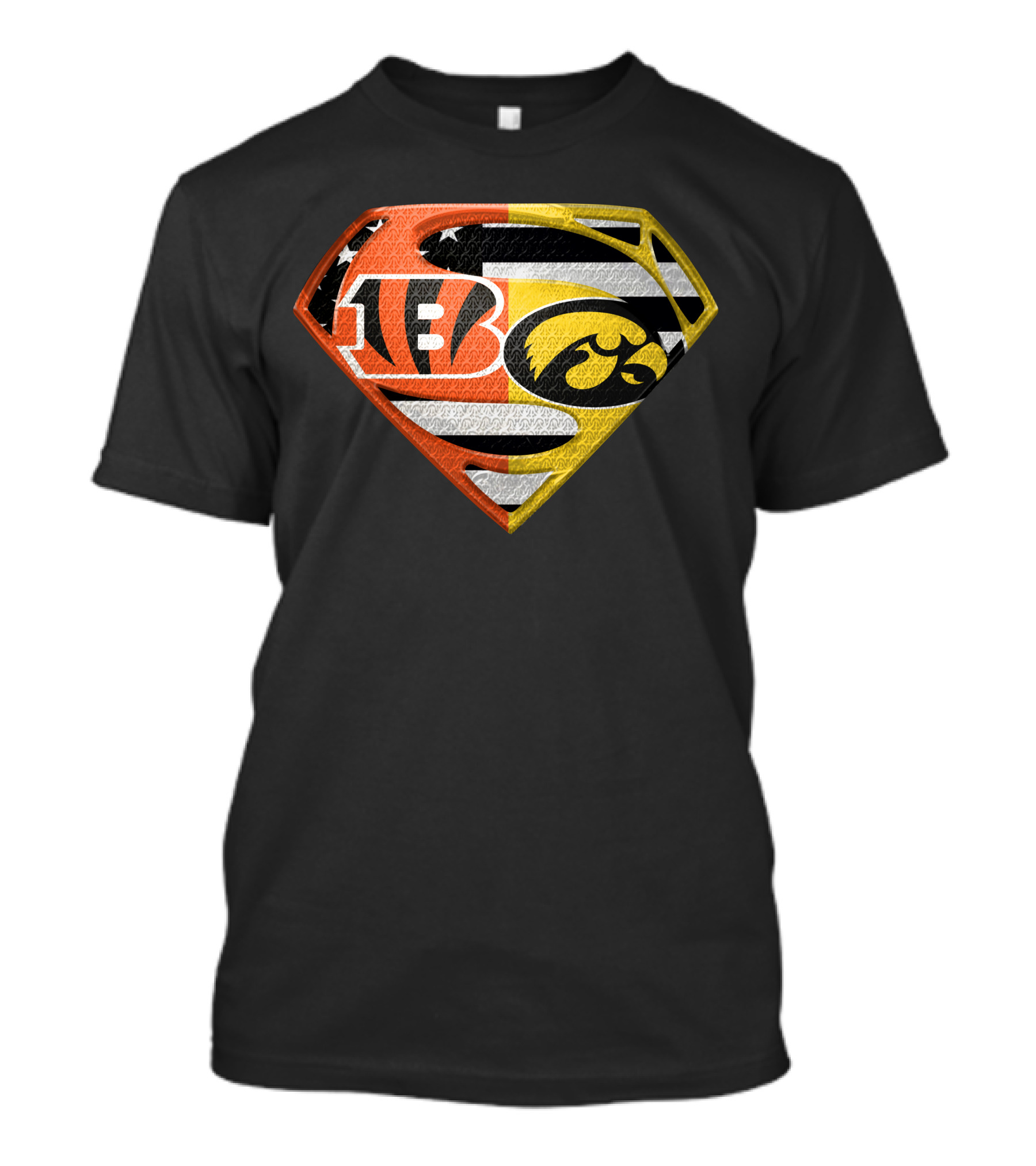 Superman Logo Cincinnati Bengals Iowa Hawkeyes Football Flag T-Shirt