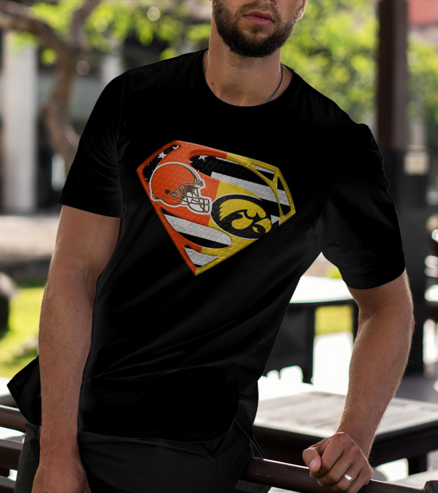 Cleveland Browns Iowa Hawkeyes Superman Logo Spm T-Shirt