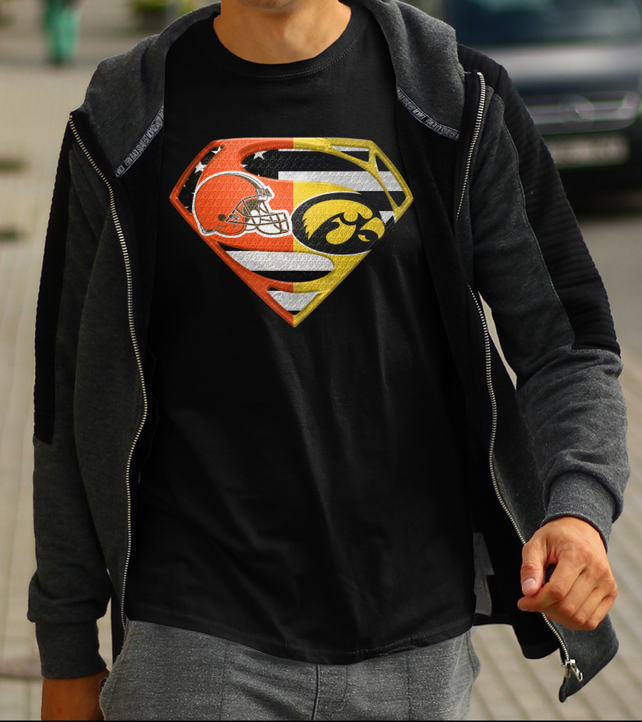 Cleveland Browns Iowa Hawkeyes Superman Logo Spm T-Shirt