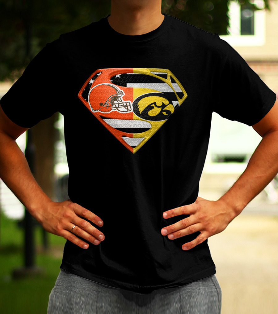 Cleveland Browns Iowa Hawkeyes Superman Logo Spm T-Shirt