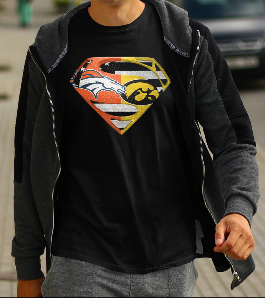 Superman Broncos Hawkeyes Logo Fusion On Spm T-Shirt