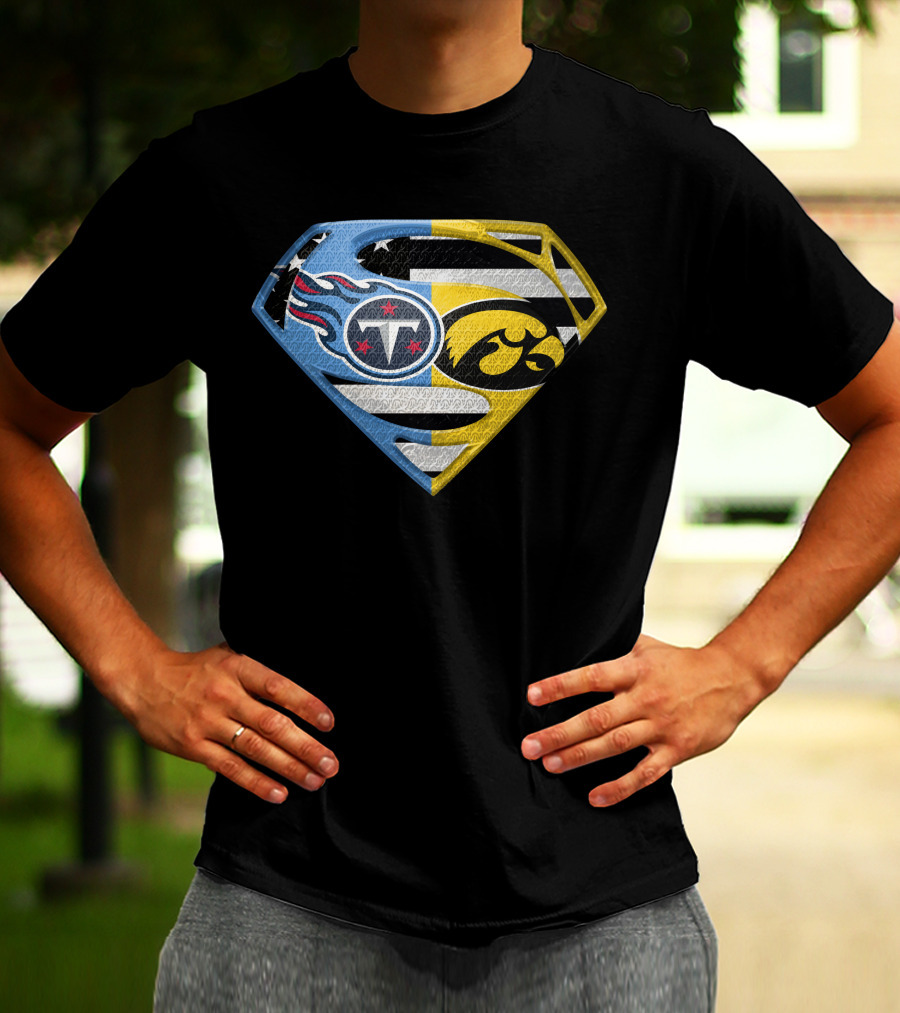 Superman Logo Mashup Titans Iowa Hawkeyes T-Shirt