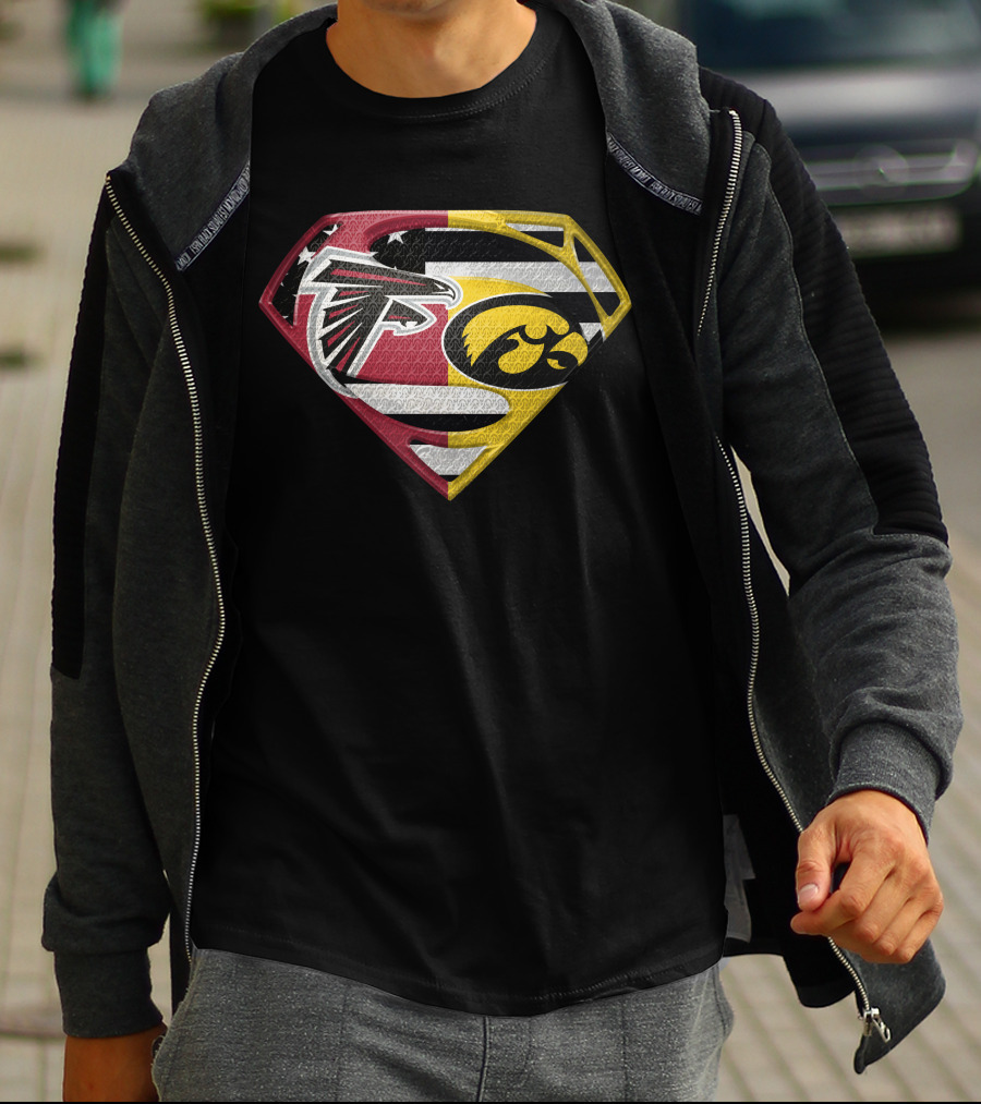 Atlanta Falcons Iowa Hawkeyes Superman Logo Fusion Spm T-Shirt