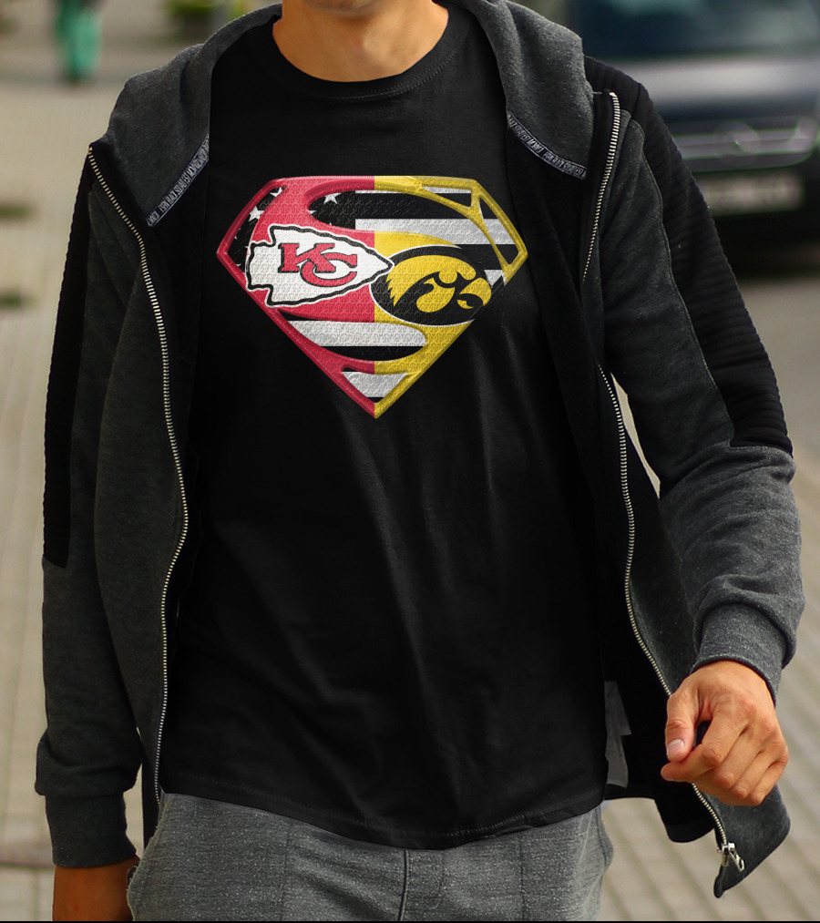 Superman Kc Chiefs Iowa Hawkeyes Flag T-Shirt