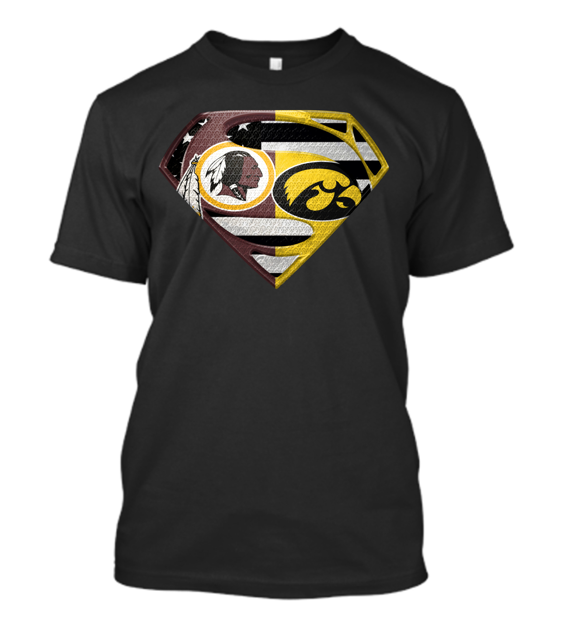 Superman Washington Redskins Iowa Hawkeyes Logo Mashup T-Shirt