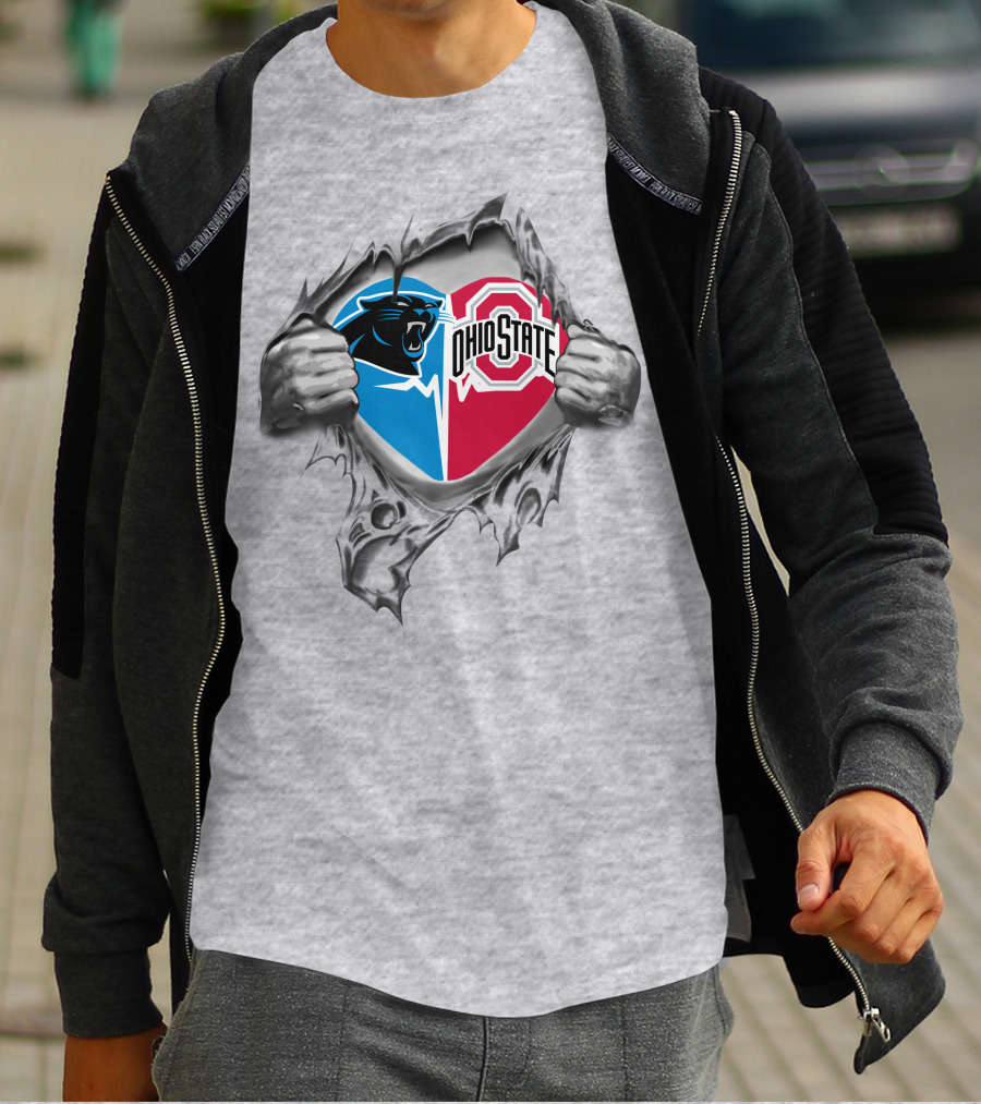 Carolina Panthers Ohio State Buckeyes Logo Fusion T-Shirt