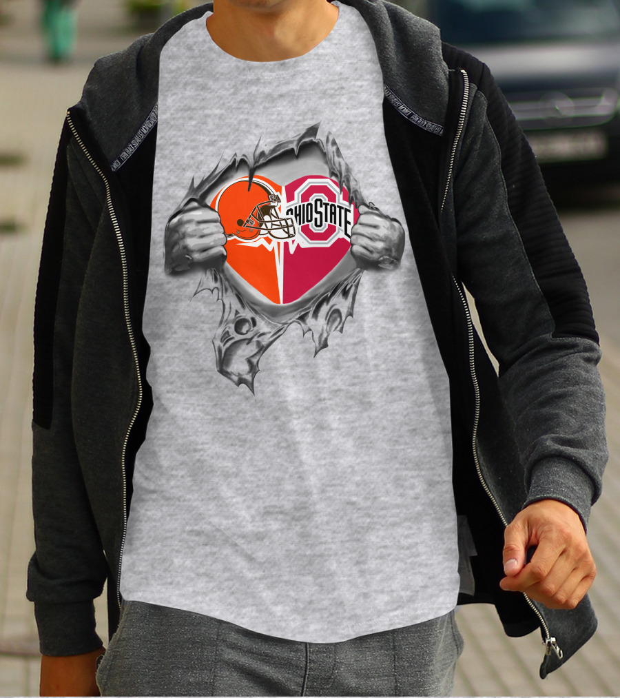 Cleveland Browns Ohio State Buckeyes Heart T-Shirt