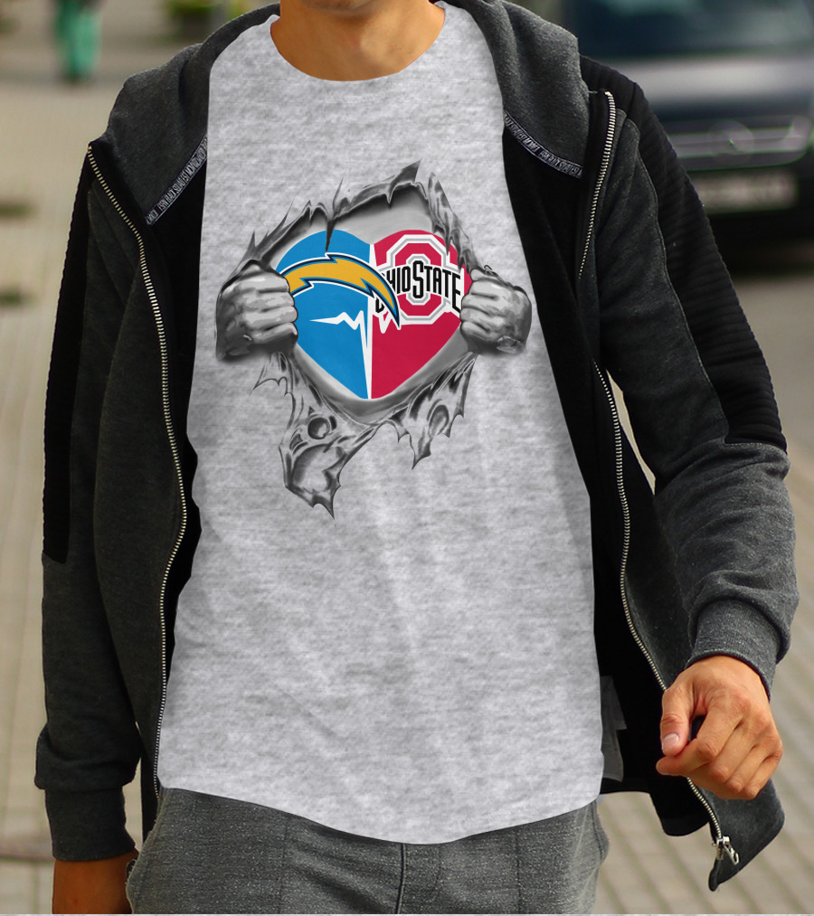 Los Angeles Chargers Ohio State Buckeyes Split Heart T-Shirt