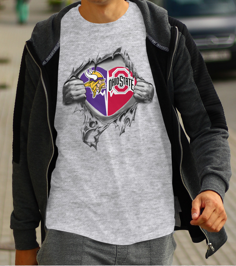 Minnesota Vikings Ohio State Buckeyes Heart T-Shirt