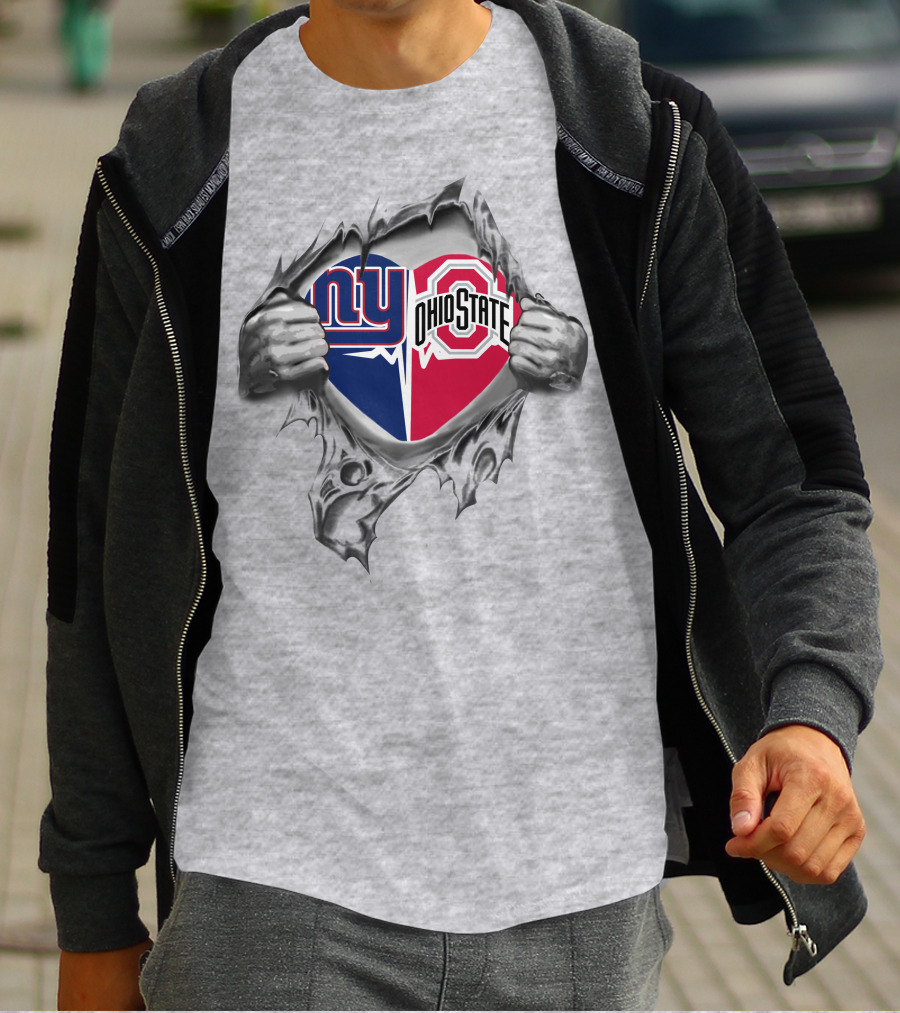 New York Giants Ohio State Buckeyes Ripped T-Shirt