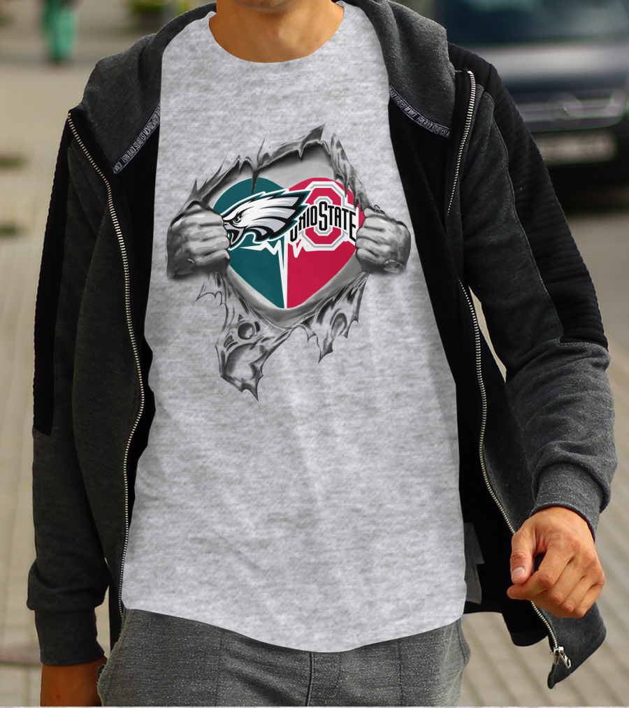Philadelphia Eagles Ohio State Buckeyes Heart T-Shirt