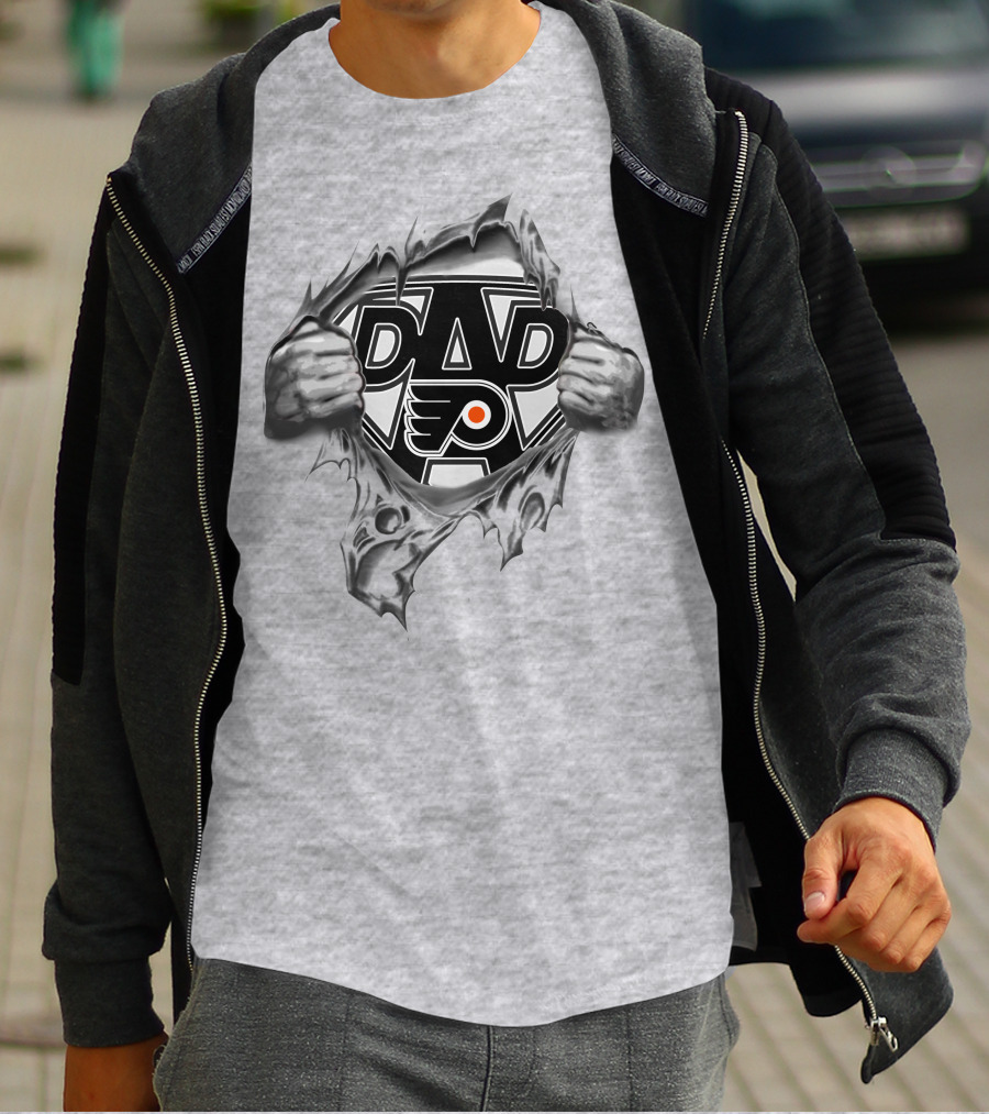 Flyers Dad Philadelphia Hockey Fan Superhero T-Shirt