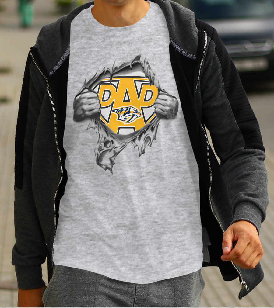 Nashville Predators Super Dad Hero Emblem T-Shirt