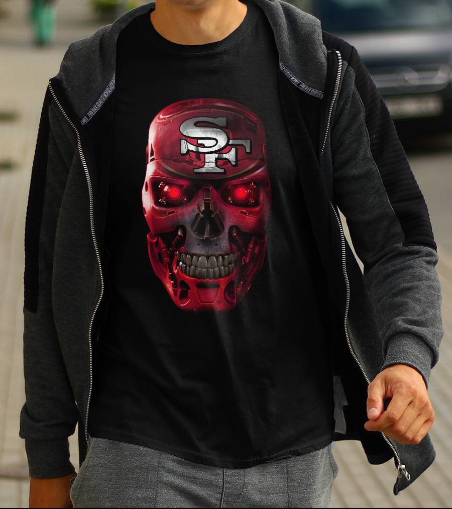 SF Skull 49ers Red Terminator Face T-Shirt