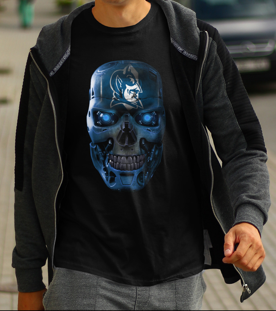 Blue Devils Skull Robot Face T-Shirt