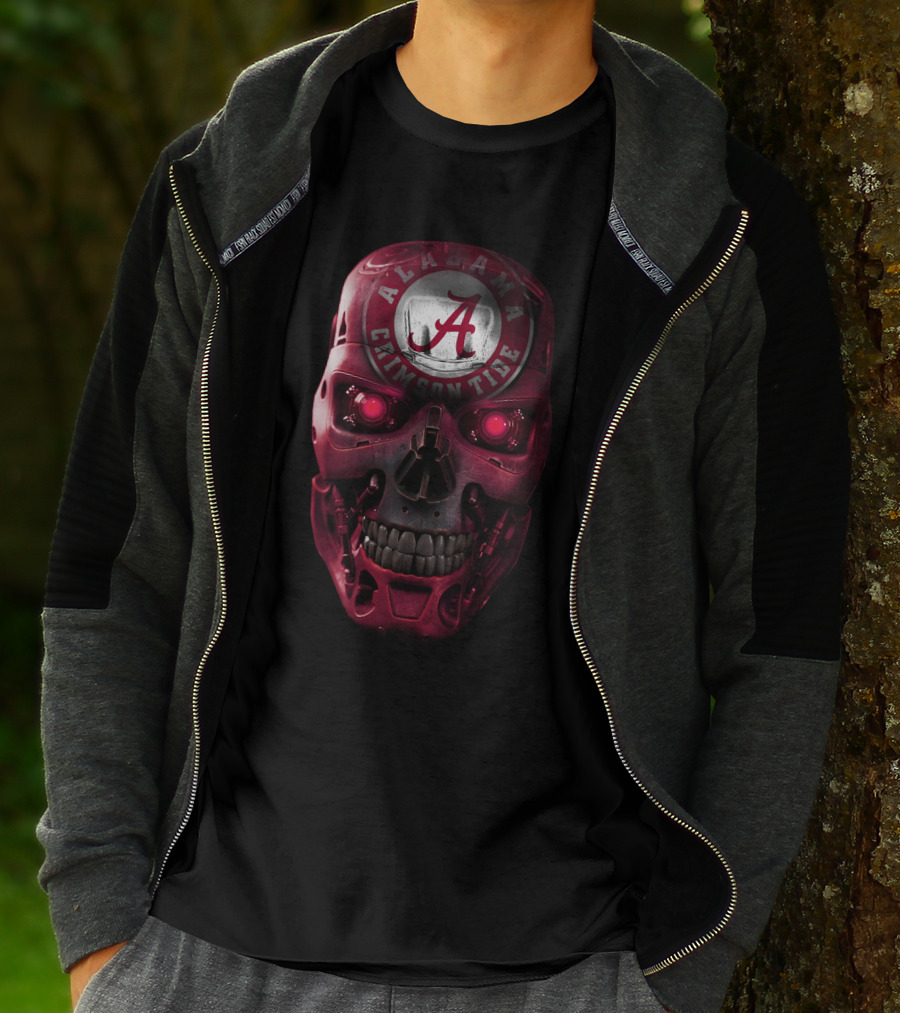Alabama Crimson Tide Robotic Skull T-Shirt