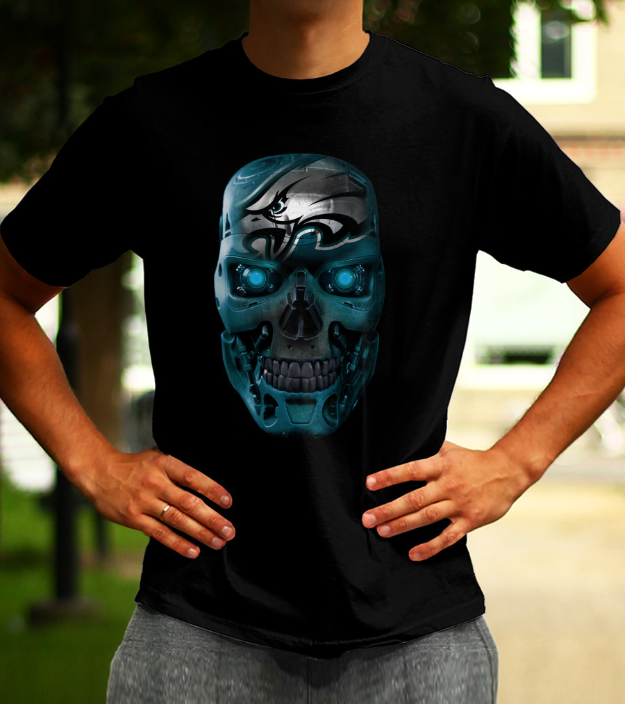 Skull Eagles Cyborg Metallic Glow T-Shirt