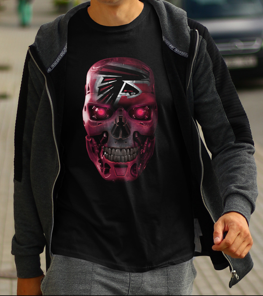 SKULL FALCONS TERMINATOR STYLE RED ROBOTIC SKULL T-Shirt
