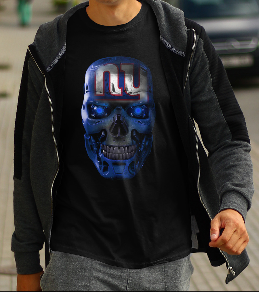 NY Giants Blue Skull Face T-Shirt