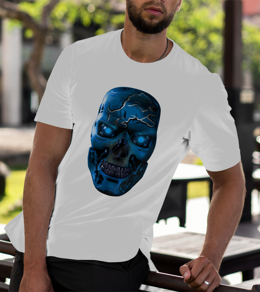 Detroit Lions Cyber Skull T-Shirt