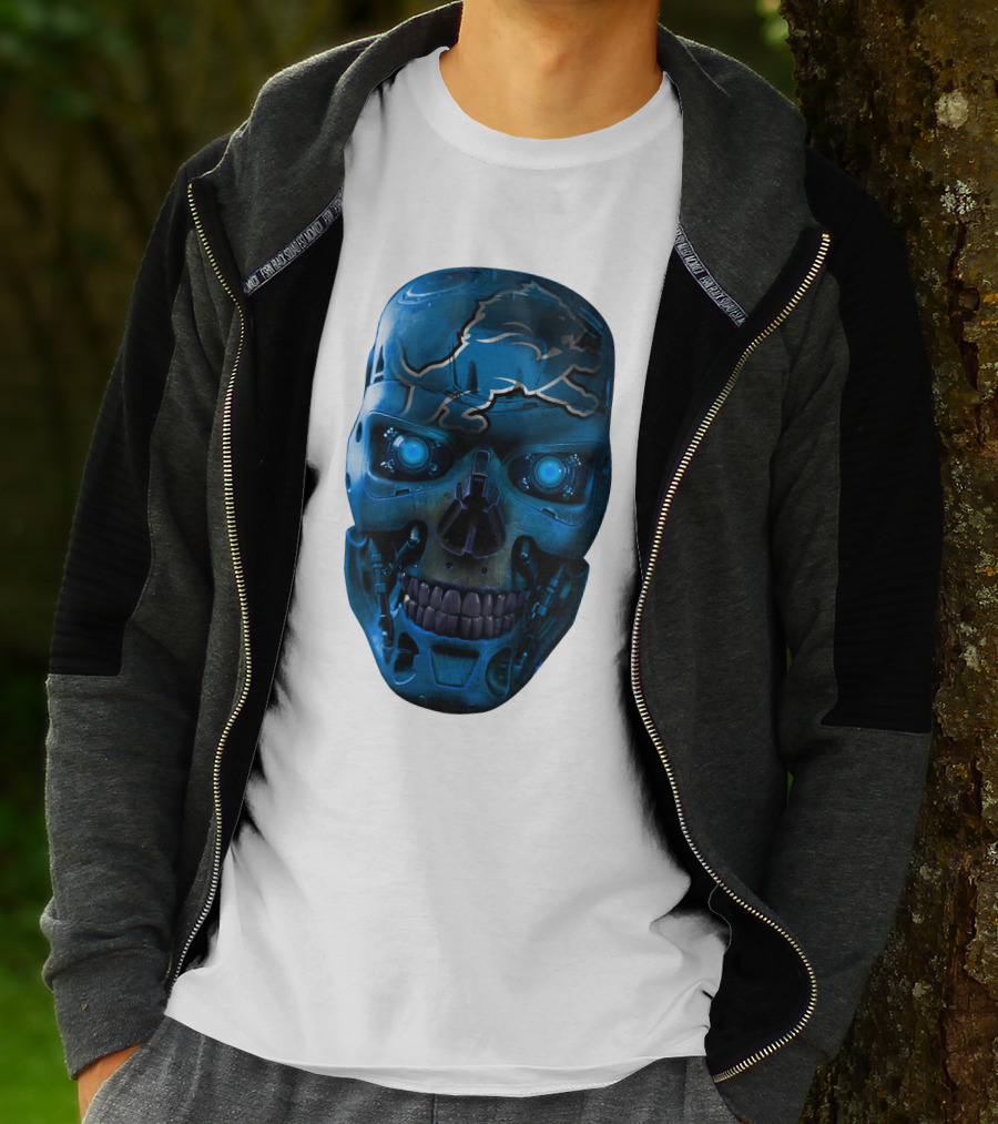 Detroit Lions Cyber Skull T-Shirt