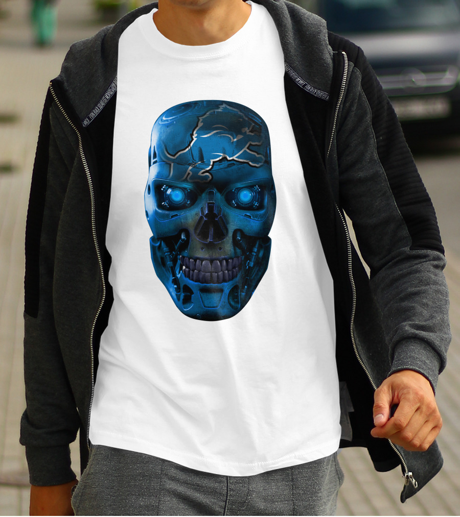 Detroit Lions Cyber Skull T-Shirt