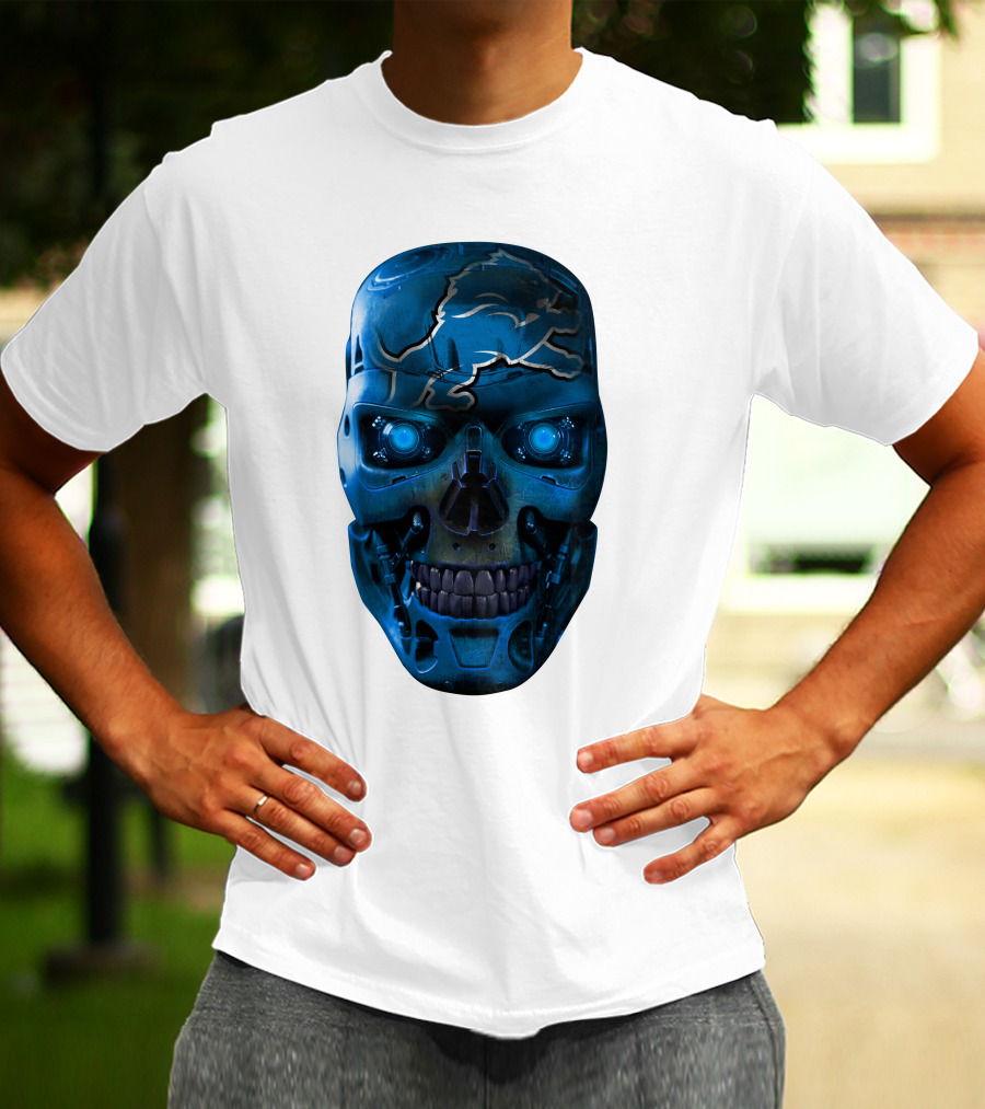 Detroit Lions Cyber Skull T-Shirt