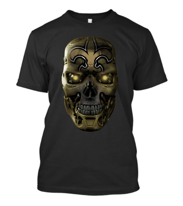 Skull Saints Futuristic Robot Emblem T-Shirt
