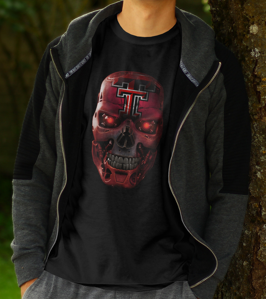 TEXAS TECH RED RAIDERS SKULL ROBOTIC FACE T-Shirt