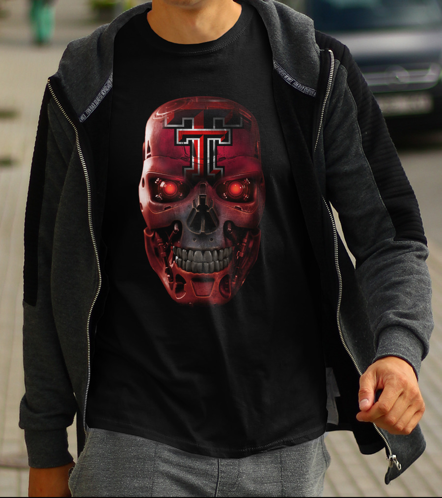 TEXAS TECH RED RAIDERS SKULL ROBOTIC FACE T-Shirt