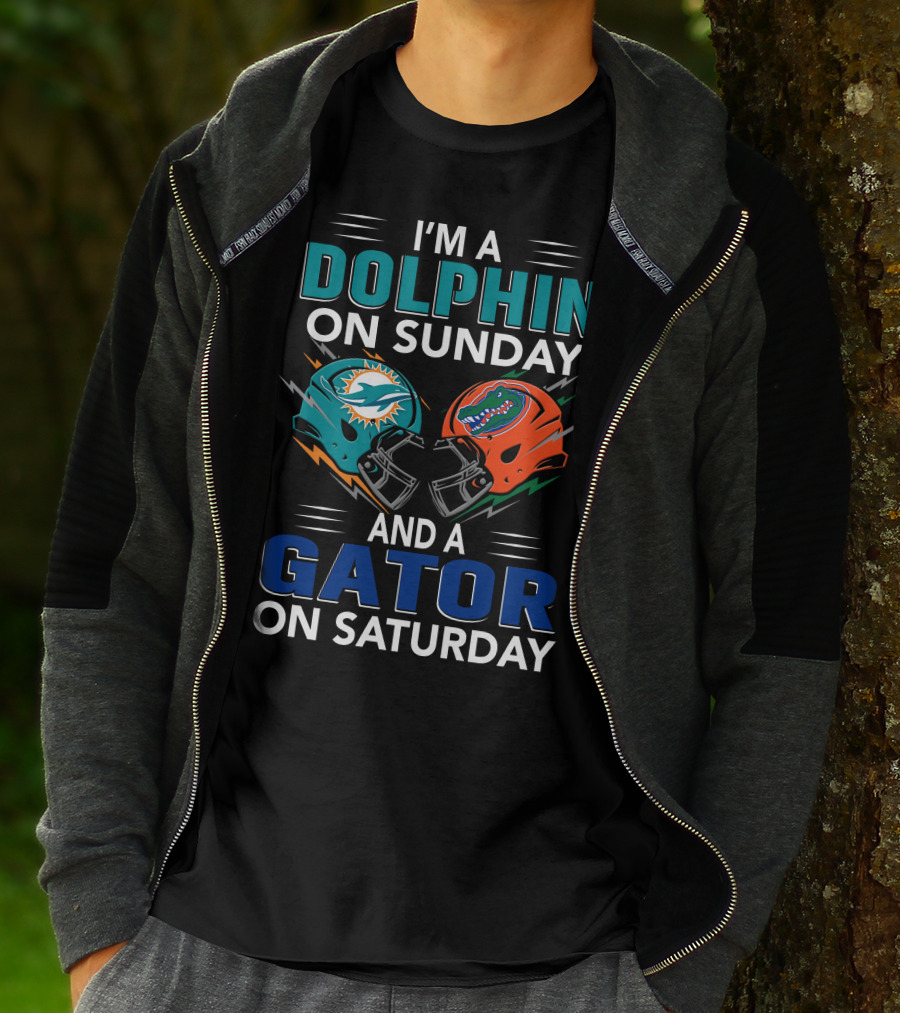 I'm A Dolphin On Sunday And A Gator On Saturday Helmet Fan Pride T-Shirt