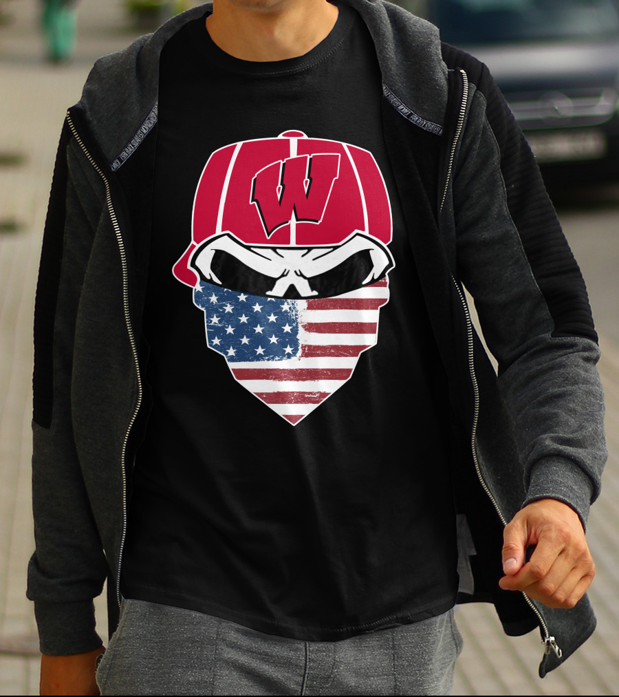 Badgers Skuls W Bandana American Flag T-Shirt