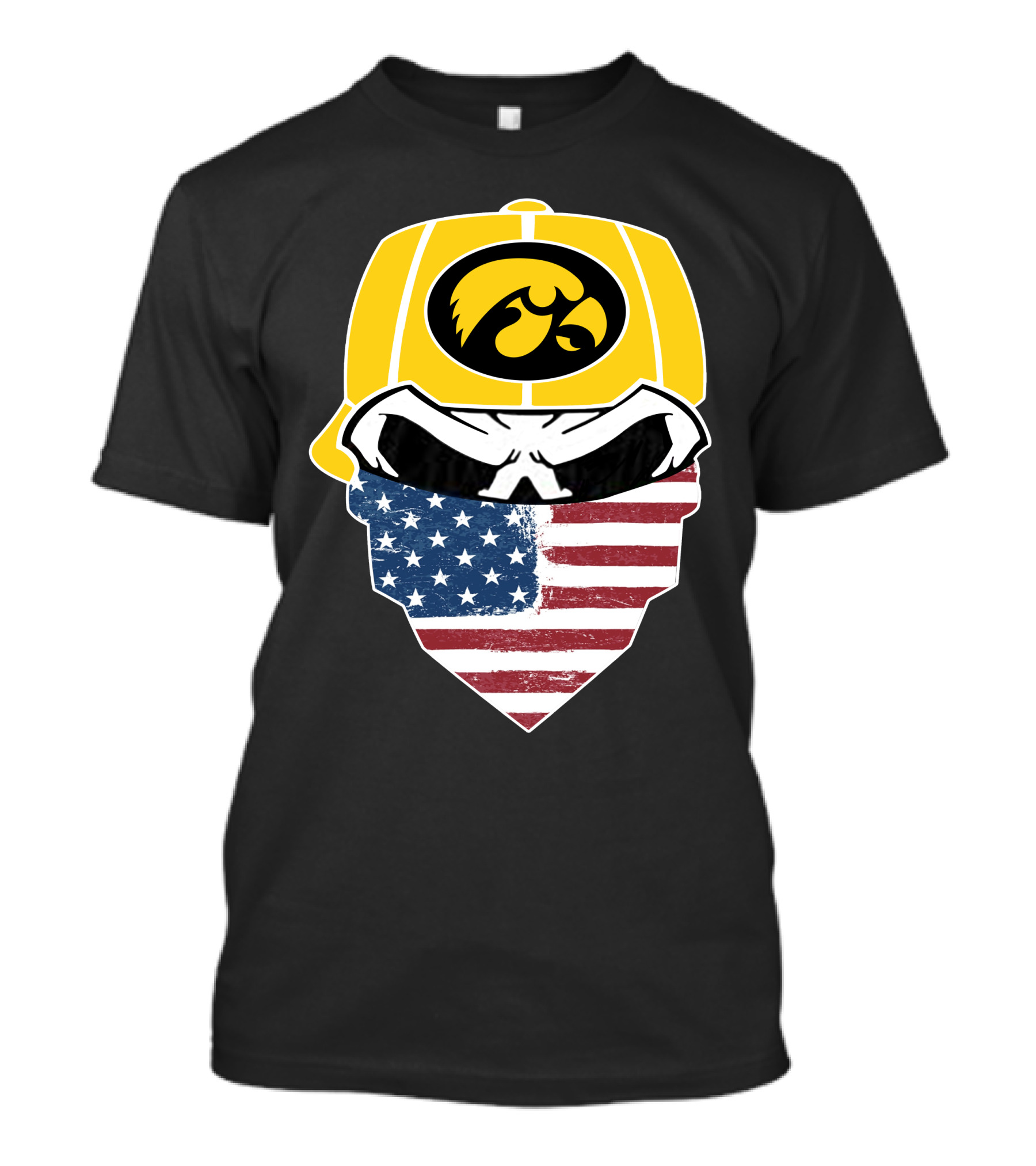 Hawkeyes Skull American Flag Bandana T-Shirt