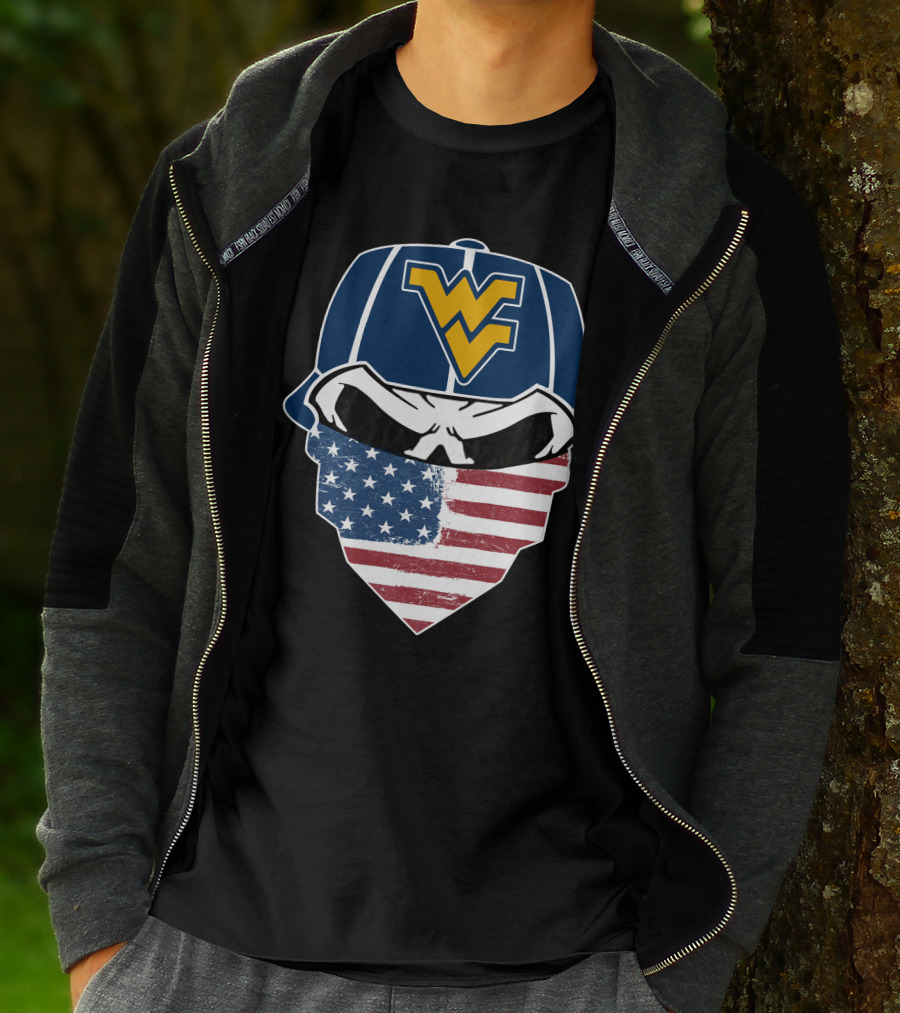 Mountaineers Skuls American Flag Bandana WV T-Shirt