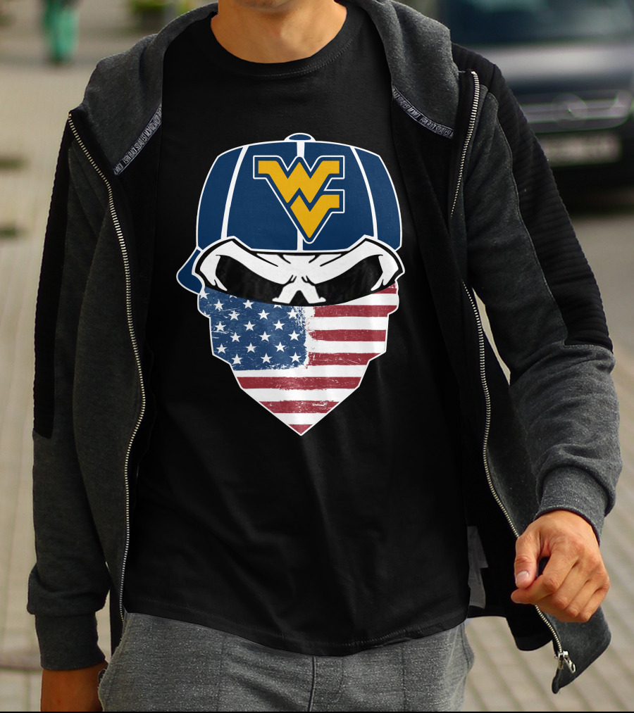 Mountaineers Skuls American Flag Bandana WV T-Shirt