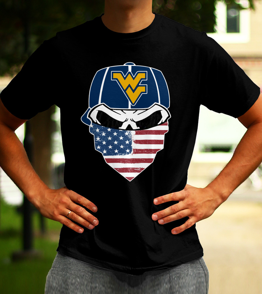 Mountaineers Skuls American Flag Bandana WV T-Shirt