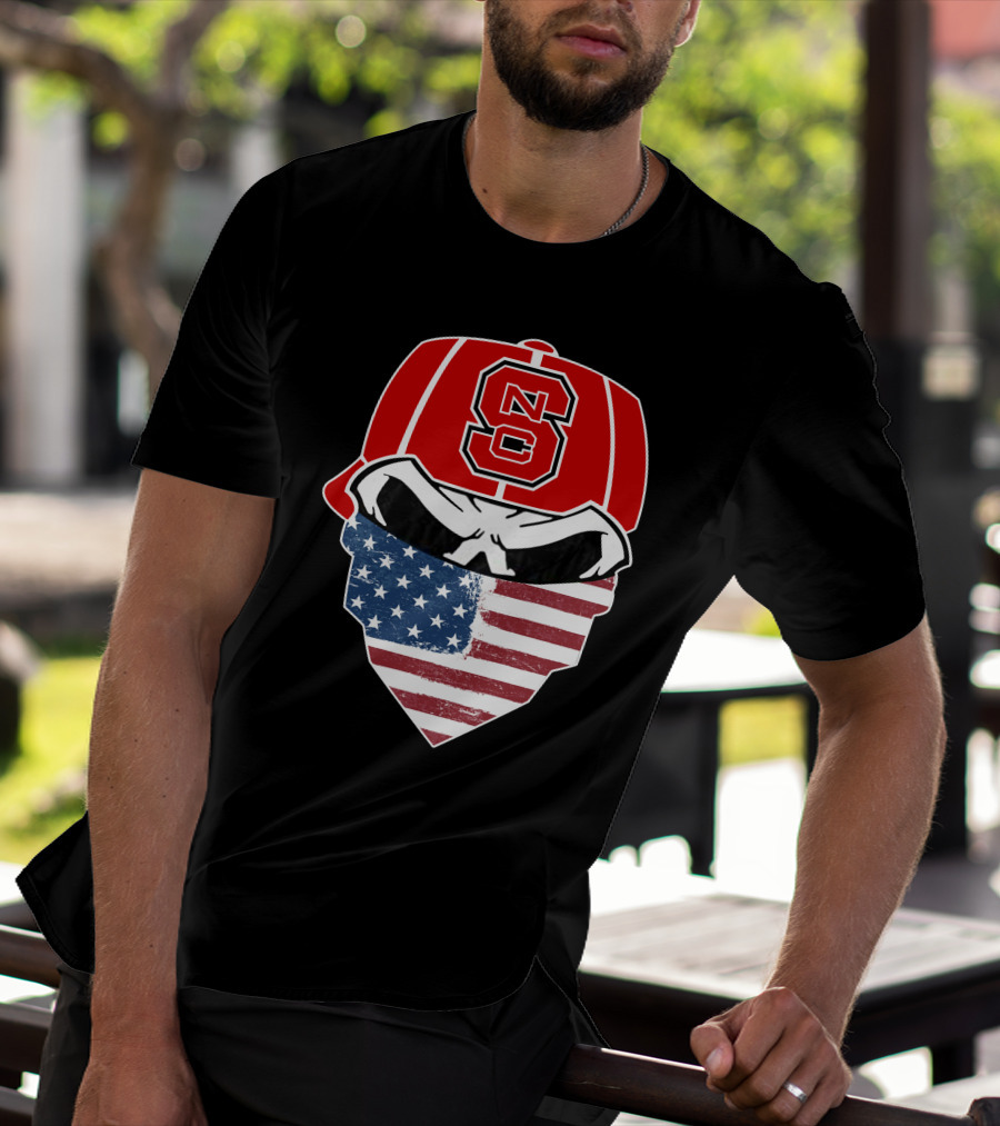 NC State Skuls American Flag Bandana Hat T-Shirt