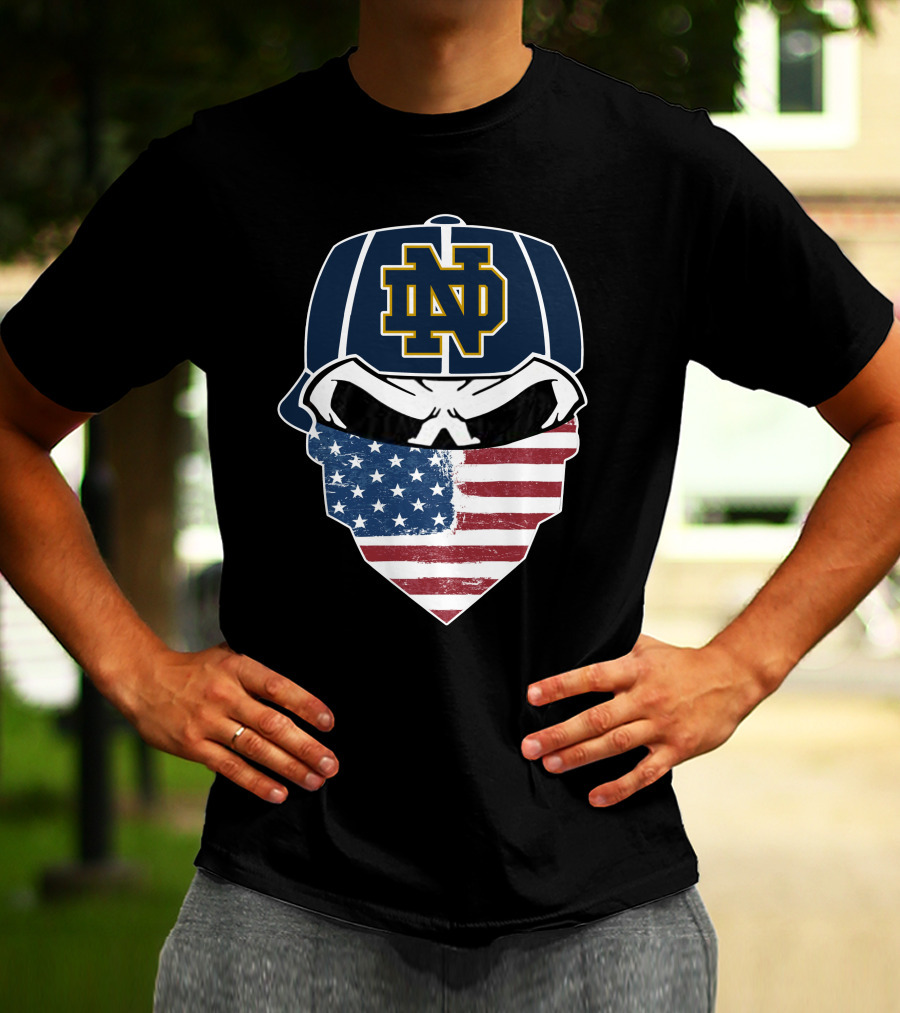 Notre Dame Skulls USA Flag Bandana ND Cap T-Shirt