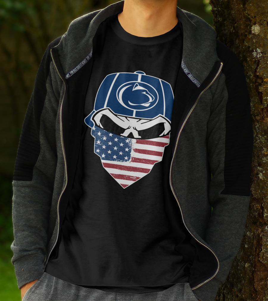 Penn State Skulls American Flag Bandana T-Shirt