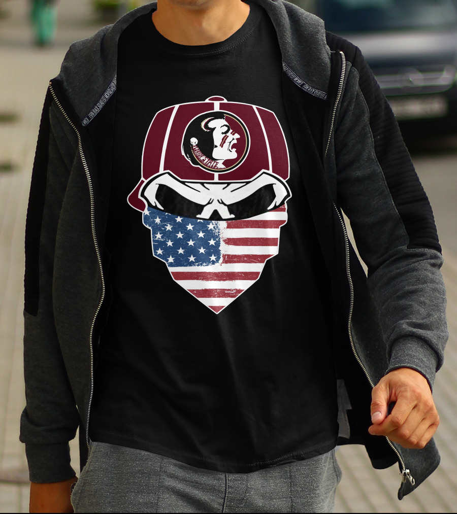 Seminoles Skulls Mask With American Flag And Tribal T-Shirt
