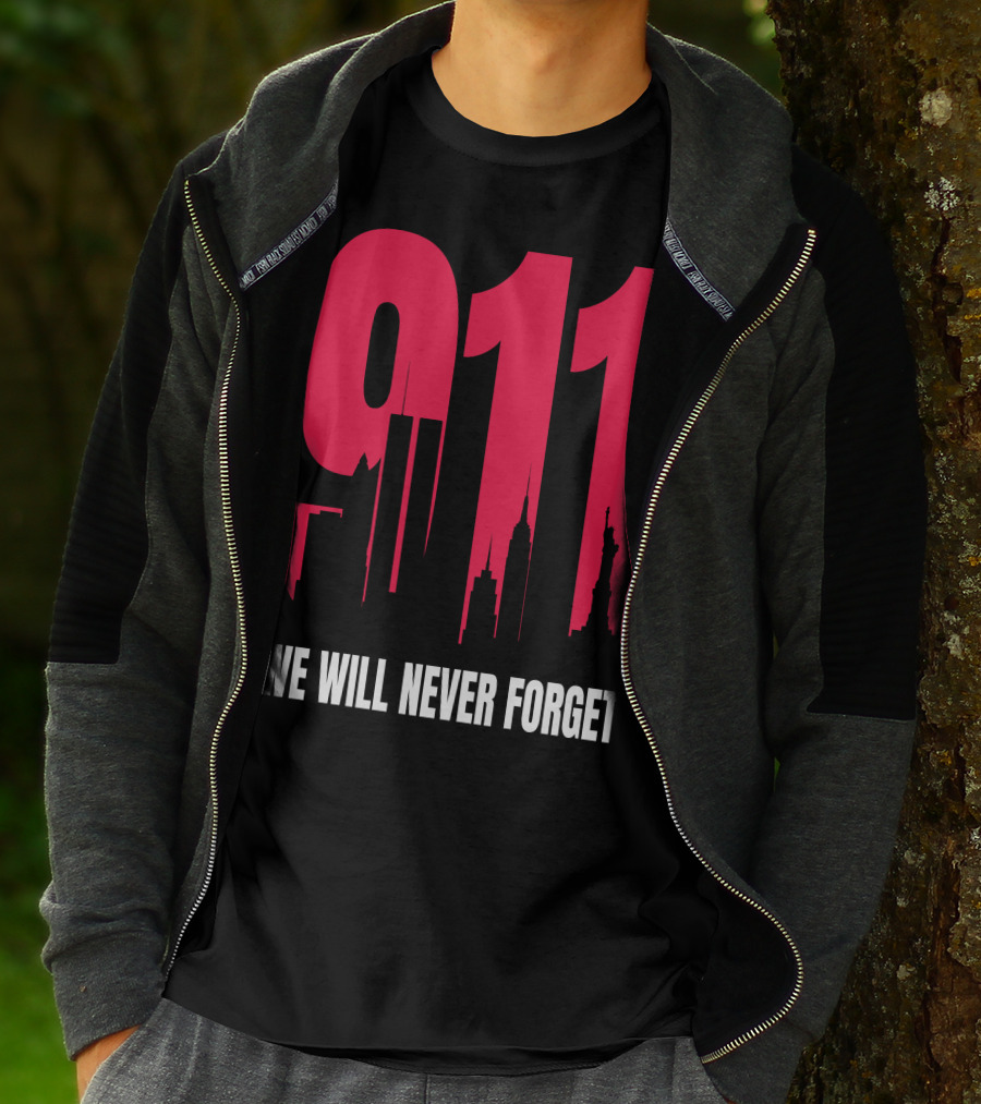 9.11 We Will Never Forget Patriot Day Skyline T-Shirt