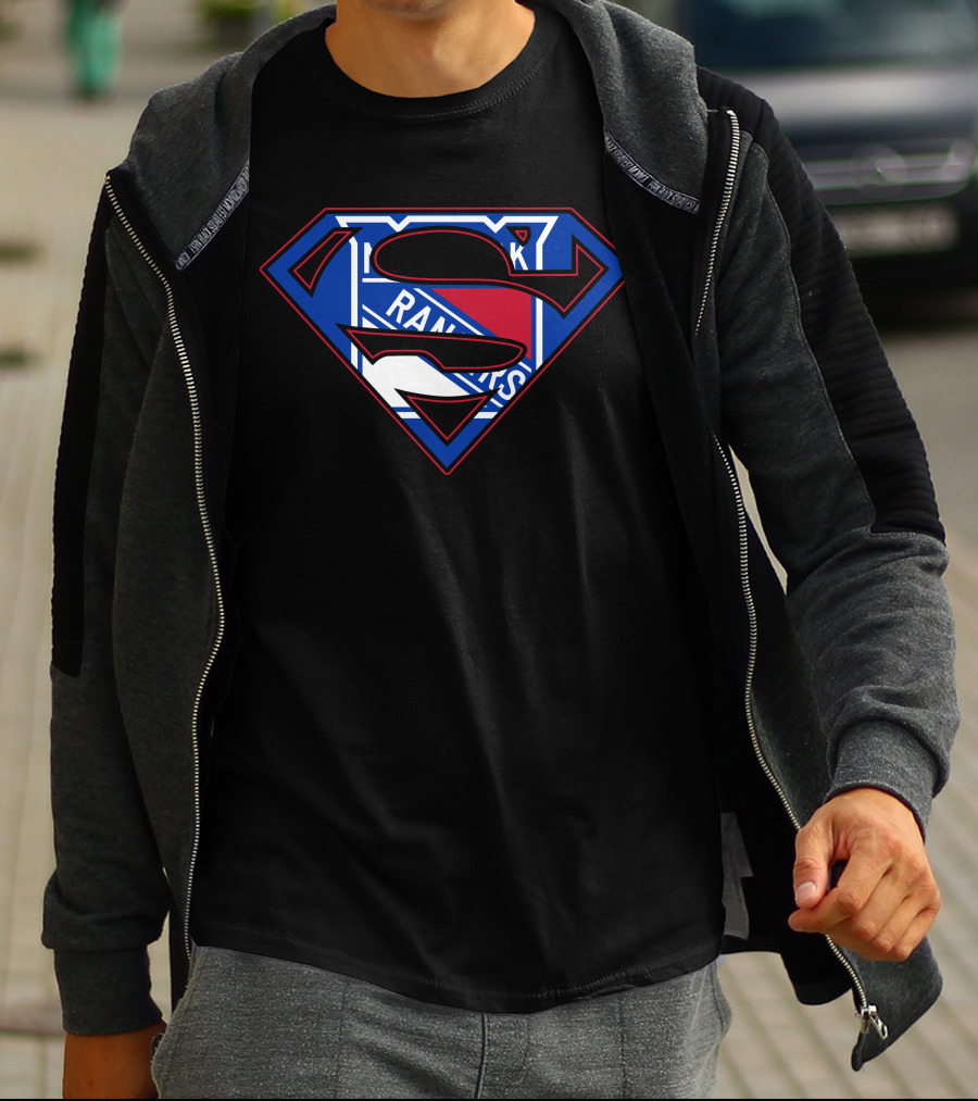 Super Man Rangers Nhl Team Logo Fusion T-Shirt